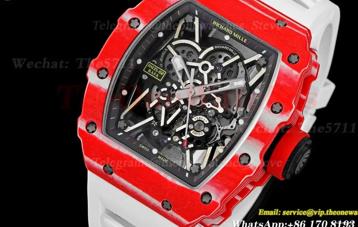 Dial on Carbon RM035-02 White Skeleton V5 RU Strap NH05A ZF 0329